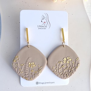 Floral Polymer Clay Earrings, Handmade Lightweight Earrings, Statement Dangle Earrings, Birthday Gift for Her