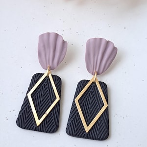 Floral Clay Earrings, Polymer Clay Earrings, Dangle drop Earrings, Handmade Earrings, Lightweight Earrings, Gift for Her