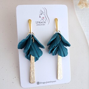 Floral Earrings, Neutral Polymer Clay Earrings, Clay earrings, Dangle Earrings, Statement Handmade Earrings, Lightweight Earrings, Gift Her