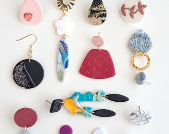 End of Collection Sale / Ready to Ship Sale / Handmade Polymer Clay Earrings / Unique Jewelry Clearance / Modern Minimalist / Fast Shipping
