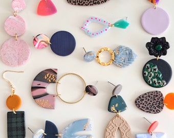 End of Collection Sale / Ready to Ship Sale / Handmade Polymer Clay Earrings / Unique Jewelry Clearance / Modern Minimalist / Fast Shipping