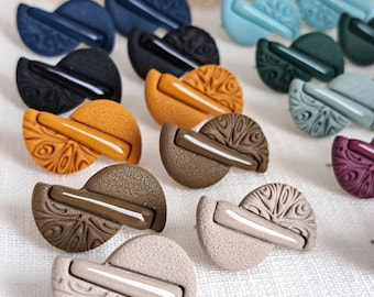 Handmade Polymer Clay Earrings, Minimalist Geometric Studs