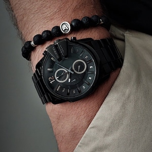 Pulsera con letras, pulsera de hematita de lava, pulsera personalizada, pulsera de amistad para hombre, pulsera con letras para pareja, regalo personalizado