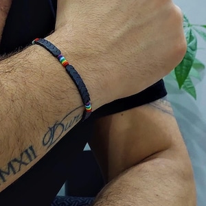 Hematiet Rainbow Pride-armband: handgeweven geboortesteen LGBT-koppelsieraden