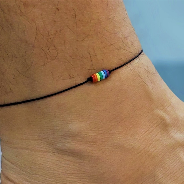 Pride Anklet for Men or Women - LGBT CSD Festival Jewelry - Ankle Bracelet Gay Lesbian Bisexual Bi Transgender, Handmade Boho Style, summer