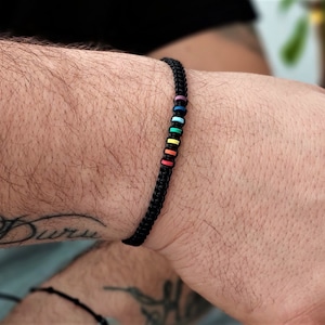 PERIMADE Rainbow LGBT Pride Bracelet , Handmade Adjustable Rainbow , Ethnic Pride Men Women , LGBTQ   minimal Pride Jewelry ,   gift
