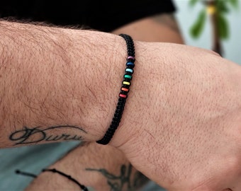 Handmade Rainbow Pride Bracelet: Adjustable LGBTQ Jewelry