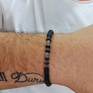 Bracelet hématite code Morse personnalisé - Cadeau personnalisé pour homme