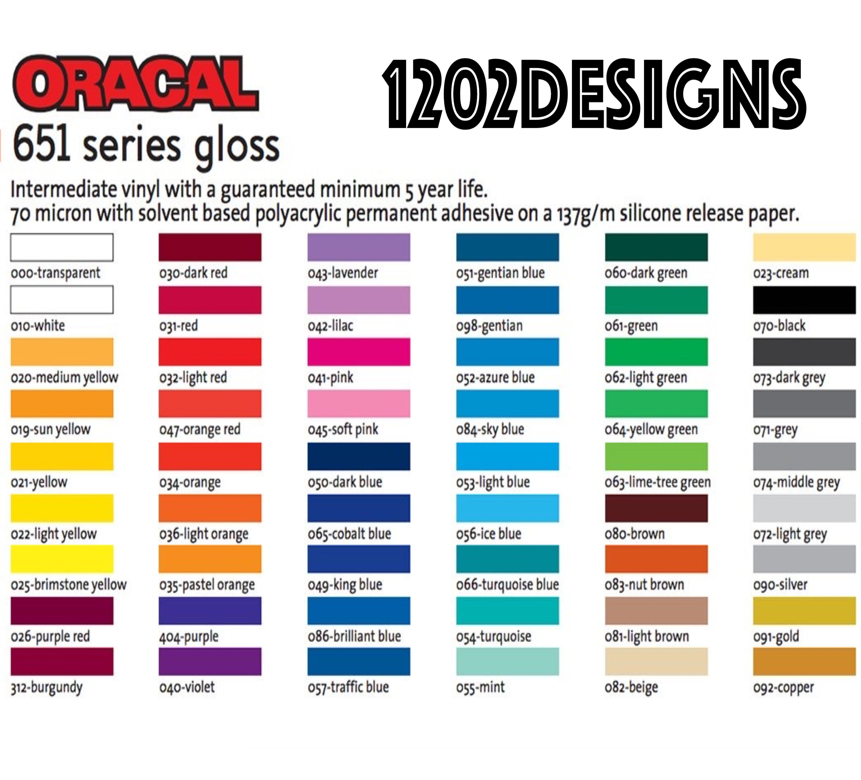 A4 Sheet Genuine Oracal 651 Self Adhesive Gloss Vinyl Ideal Etsy