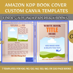 Canva Book Cover Templates: 8.5x11&quot; KDP Paperback (Digital Download)