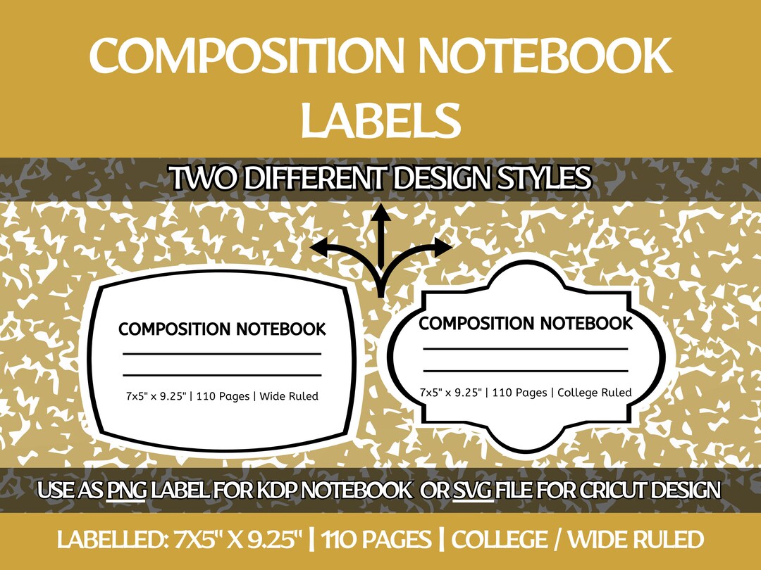 Composition Book Label SVG PNG Pdf File Download Name Tag Notebook