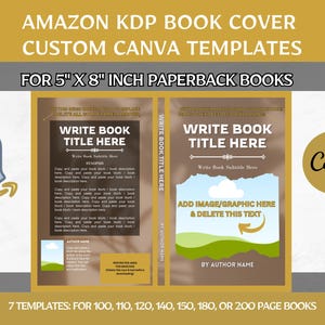 Editable Canva Book Cover Templates: 5x8&quot; KDP Paperback (Digital Download)