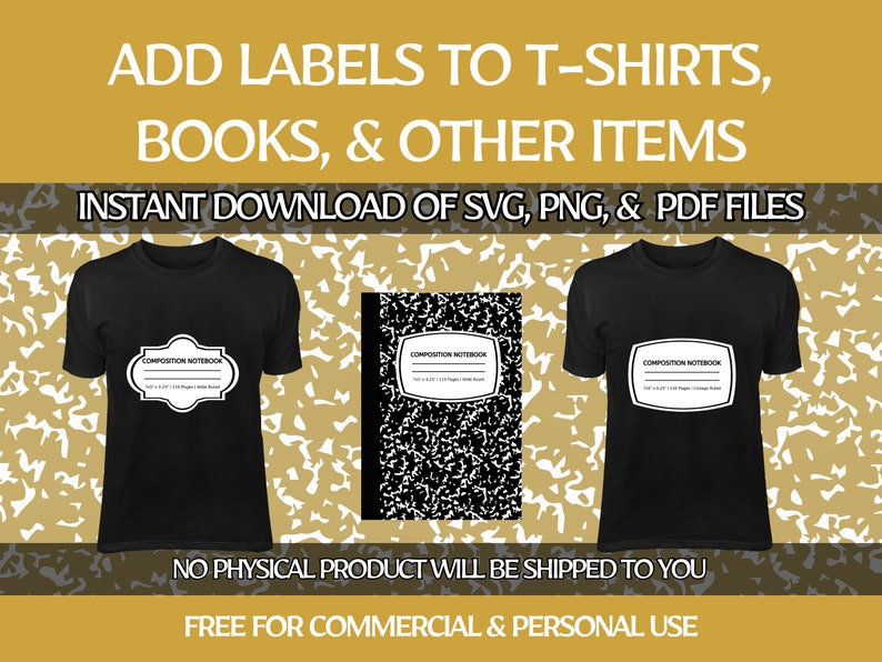 Composition Book Label SVG PNG Pdf File Download Name Tag Notebook