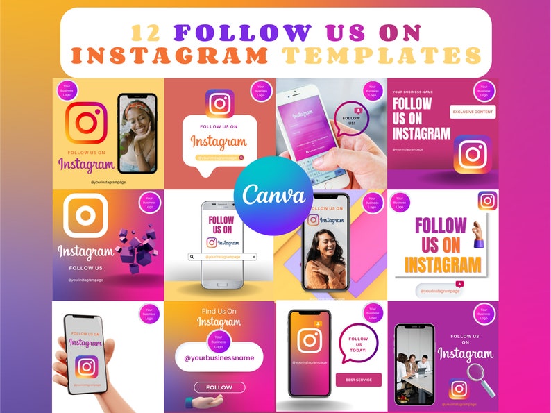Follow Us on Instagram Template Canva Customizable 12 Follow Etsy Follow Us on Instagram Template Canva Customizable 12 Follow Etsy