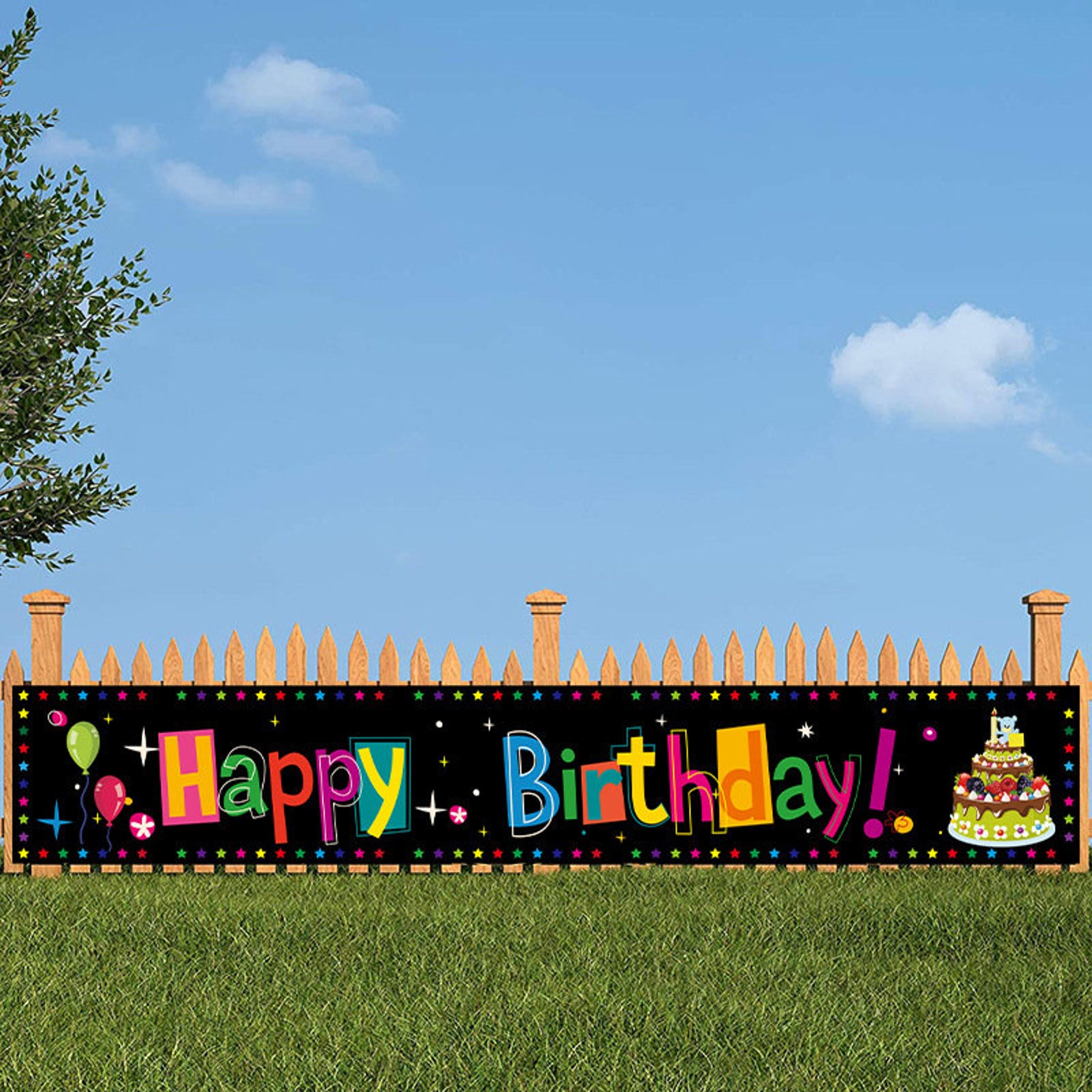 Birthday Party Banner Custom Outdoor Courtyard Birthday Etsy