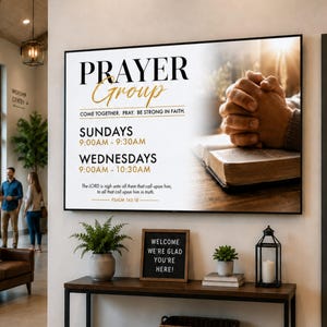 Editable Prayer Group Church Announcement | Editable Adobe Express | Church Media | Worship Screen | Letter Flyer (Digital Download)