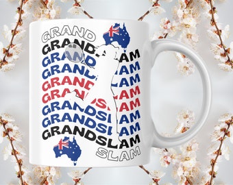 Tennis and Australia lover colorful Grand Slam tennis player silhouette coffee lover mug | Tennis fan gift mug | Tennis Aussie Mom mug