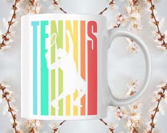 Tennis lover colorful tennis player silhouette coffee lover mug | Australian Aussie Open tennis addict gift mug | Aussie Dad tennis fan gift