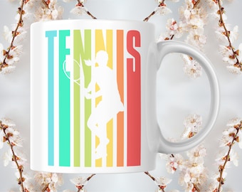 Tennis lover colorful tennis player silhouette coffee lover mug | Australian Aussie Open tennis addict gift mug | Aussie Mom tennis fan gift