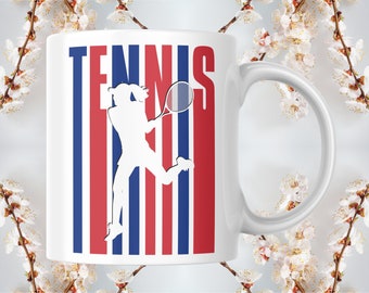 Tennis lover colorful tennis player silhouette coffee lover mug | Australian Aussie Open tennis addict gift mug | Aussie Mom tennis fan gift