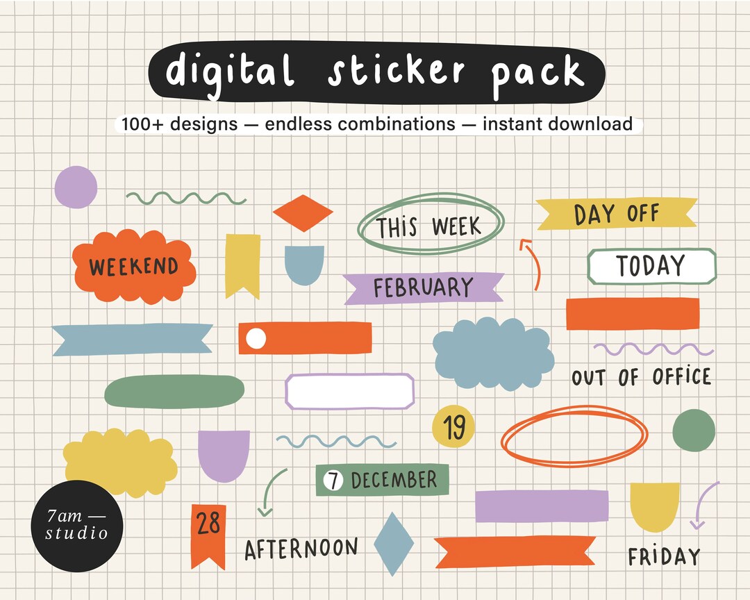 Goodnotes STICKER PACK — Essential Words and Productivity, Digital ...