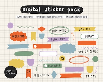 GoodNotes STICKER PACK — essentiële woorden en productiviteit, digitale planner stickers, digitale sticker pack, esthetische stickers OneNote