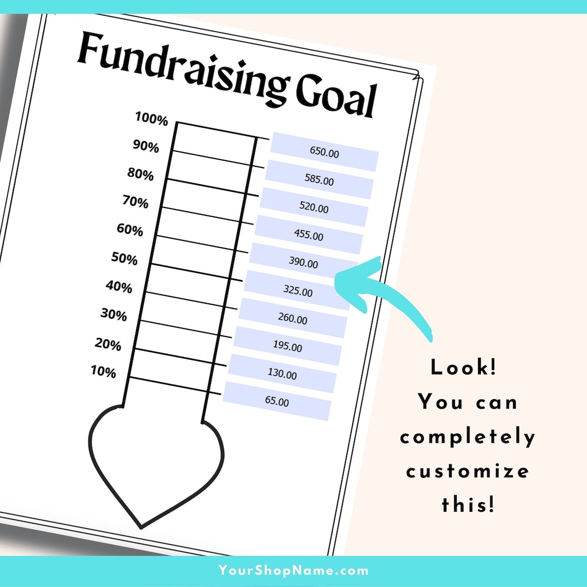 Fundraising Goal Tracker Printable Donation Goal Tracker Etsy