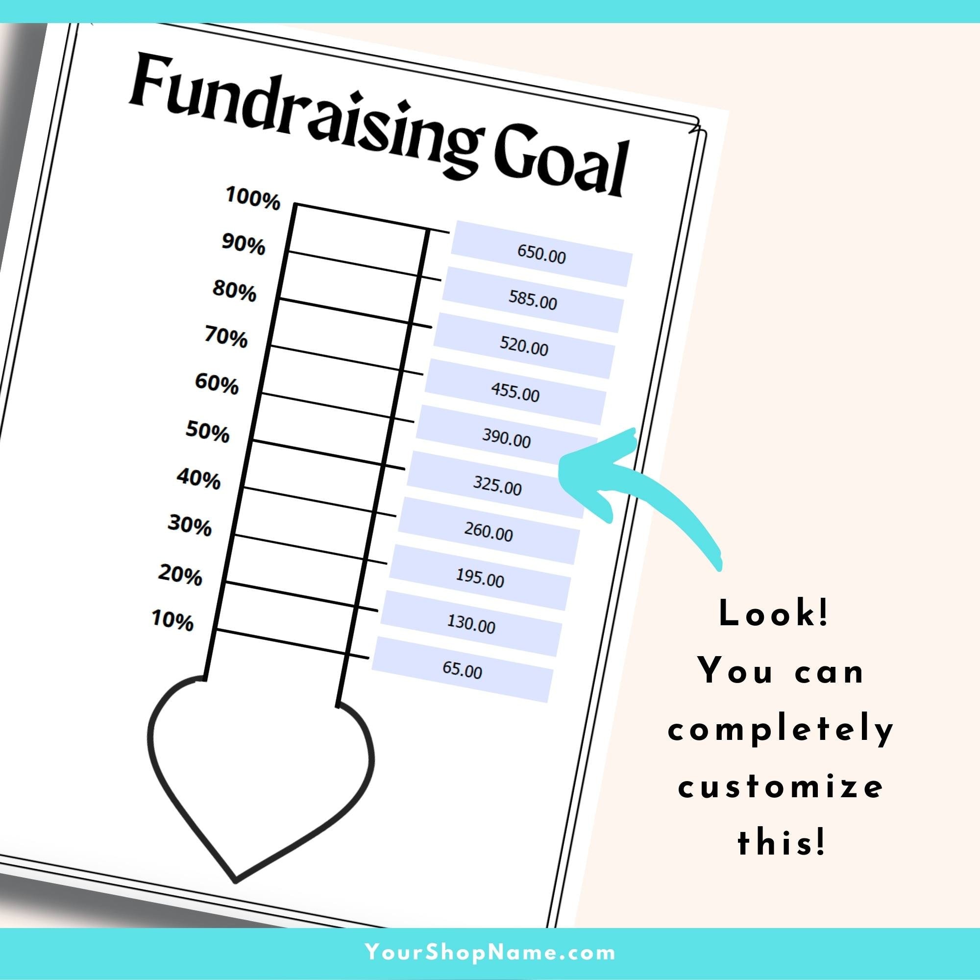 Fundraising Goal Tracker Printable, Donation Goal Tracker, Fillable Fundraising Goal Tracker Printable, Donation Goal Tracker, Fillable