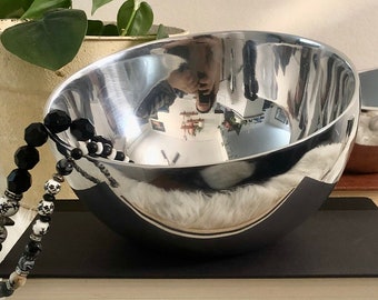 Vintage Nambe Serving Bowl - Nuevo en caja, Nambe 647, Mid-Century Modern Serving Ware, Decoración de plata