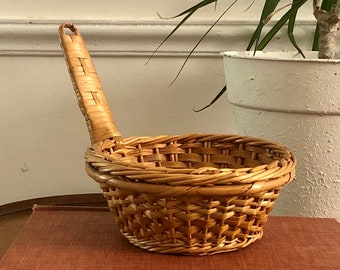 Vintage Wicker Basket - Basket with Handle, Woven Basket, Collection Basket