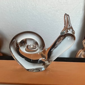 Vintage Glass Snail Paperweight - Glass Animal, Glass Snail, Glass Paperweight