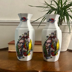 Vaso japonês branco vintage (2) - crianças japonesas, decoração asiática, vasos de botões