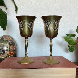Vintage Brass Goblets - Brass Wine Glass, Brass Cups, Indian Brass