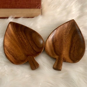 Vintage Spade Shaped Wood Trays (2) - Wood Bowls, Poker Player Gift