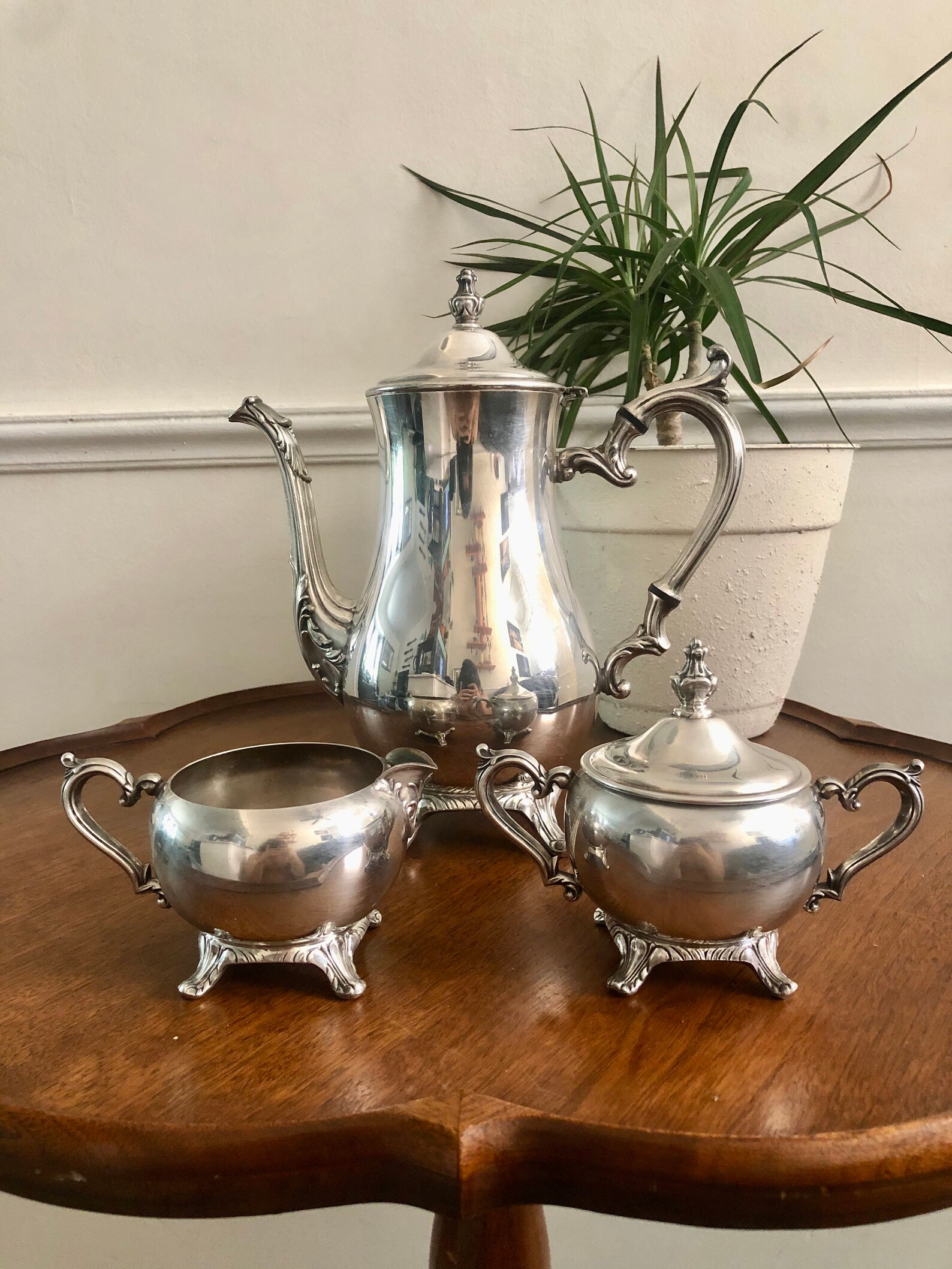 Vintage WM Rogers Silver Plated Tea Set Tea Pot Creamer Etsy