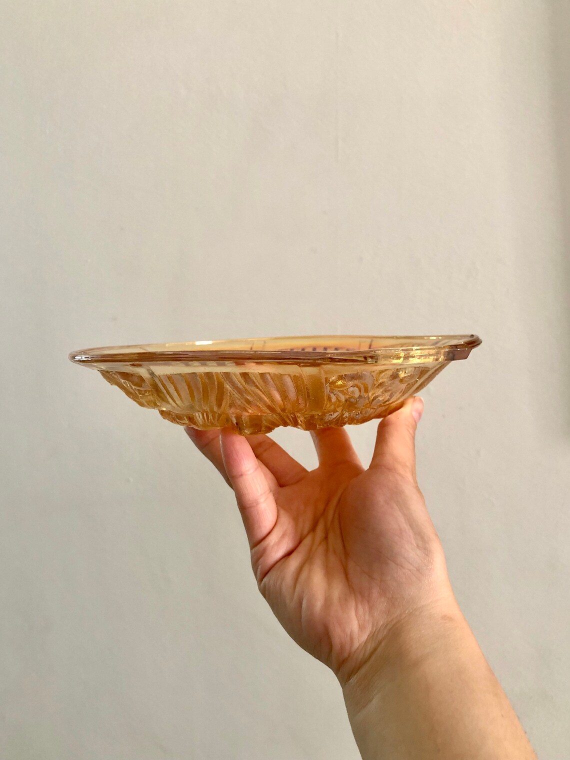 Vintage Amber Iridescent Glass Vanity Tray Candy Dish Wall Etsy UK