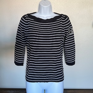 Blusa vintage Ralph Lauren - tamanho grande, estampa listrada, gola larga