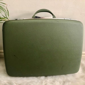 Vintage Travel Smart Olive Suitcase - Luggage, Train Luggage, 60&#39;s Suitcase