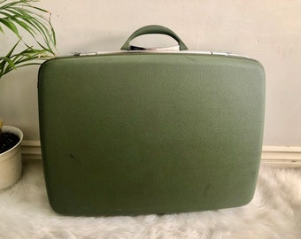 Vintage Travel Smart Olive Koffer - Gepäck, Zuggepäck, 60er Jahre Koffer