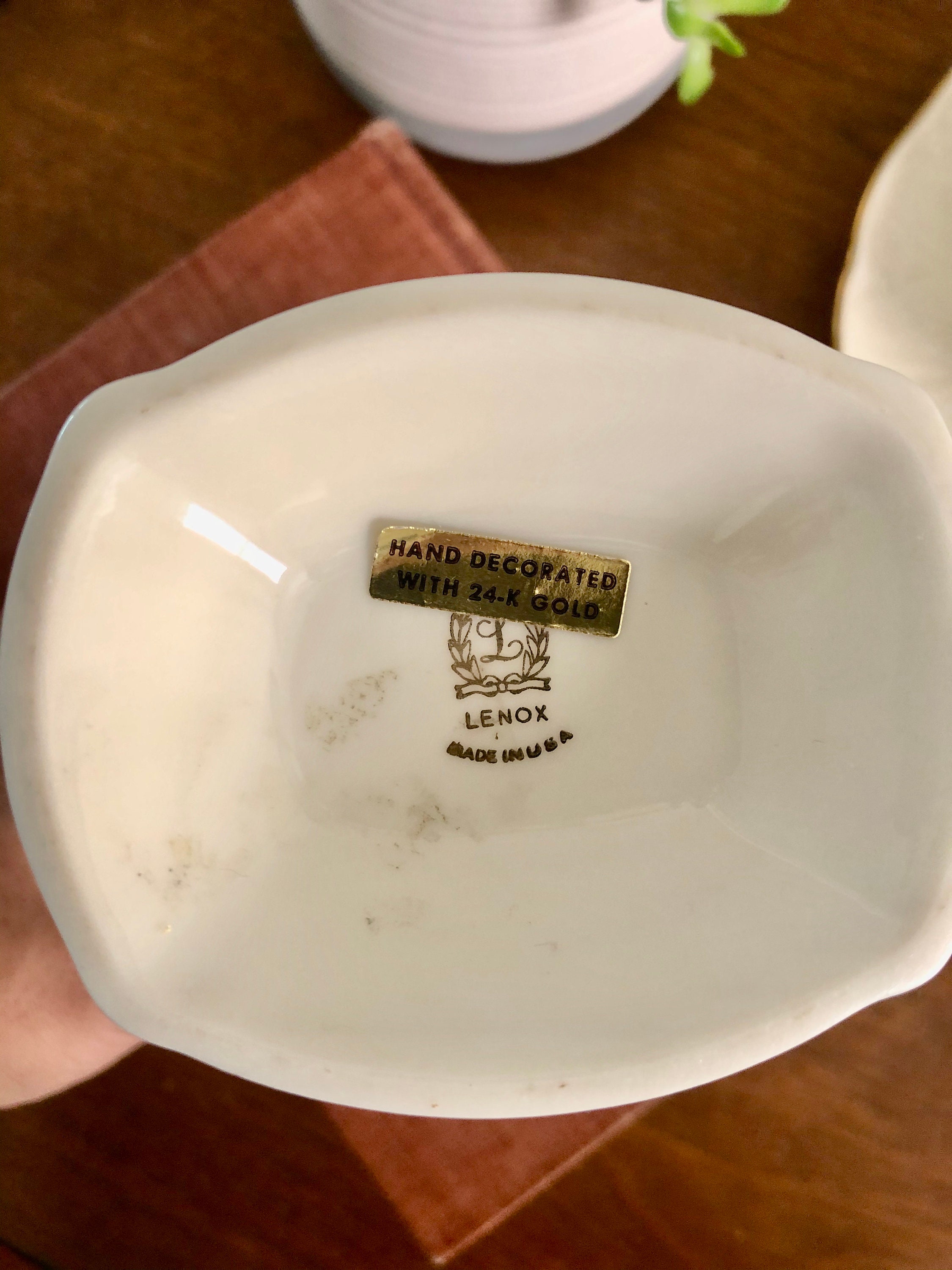 Vintage Lennox Pitcher & Chip and Dip Plate Hand Painted 24K Gold