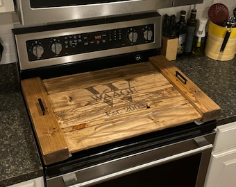 Rustic Stove Cover - Valentines Gift - Valentines Gifts for her - Farmhouse Stove Cover - Noodle Board - Monogrammed Stove Cover