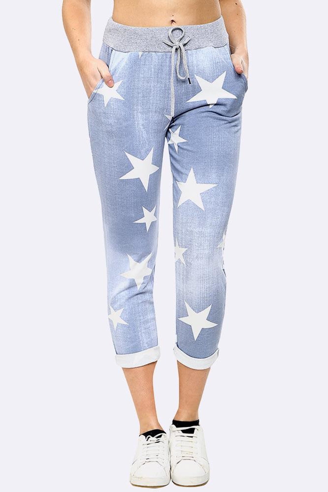 Ladies super comfortable denim look star joggers 2 sizes fit Etsy