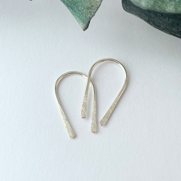 Hammered Threader Earrings | Horshoe Earrings | Minimalist Earrings | U Shaped Earrings