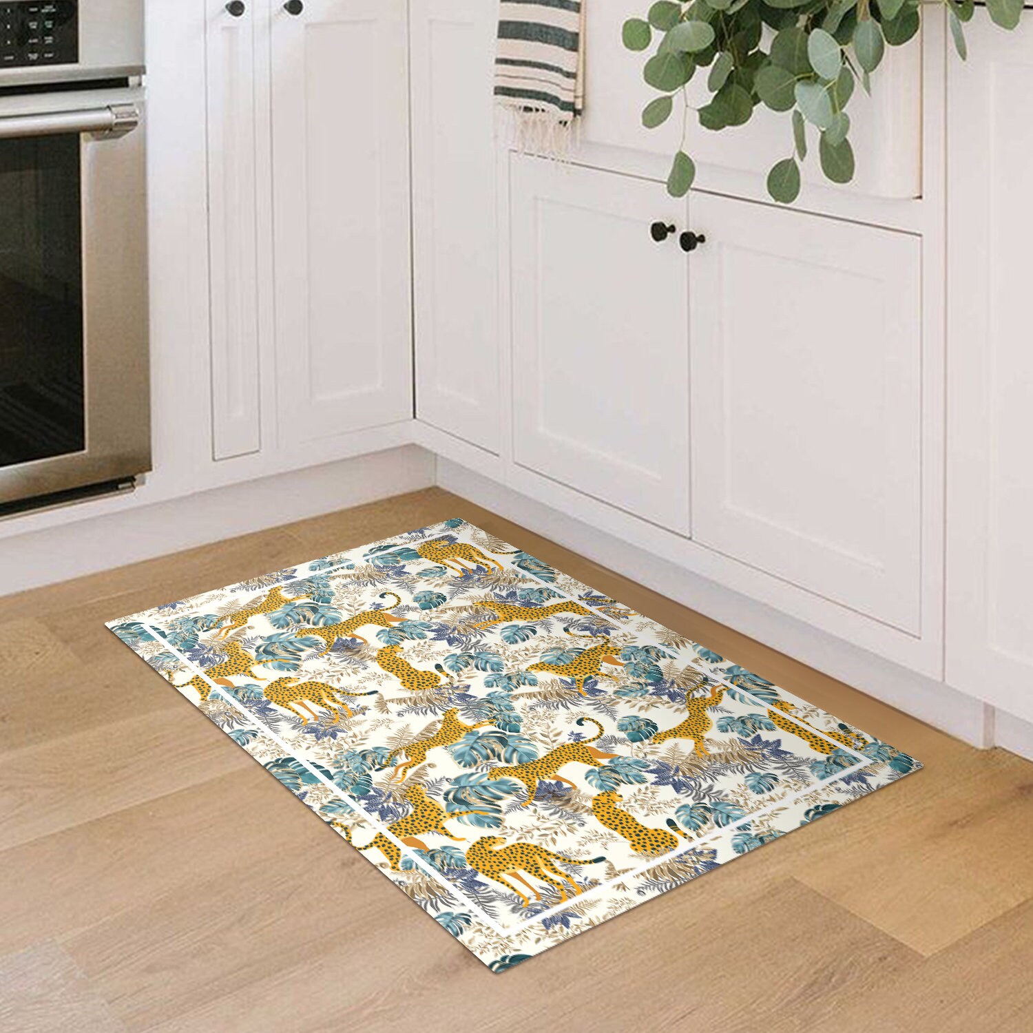 Moderner Küchenteppich / Tropischer Amazonenblatt Leopard | Etsy