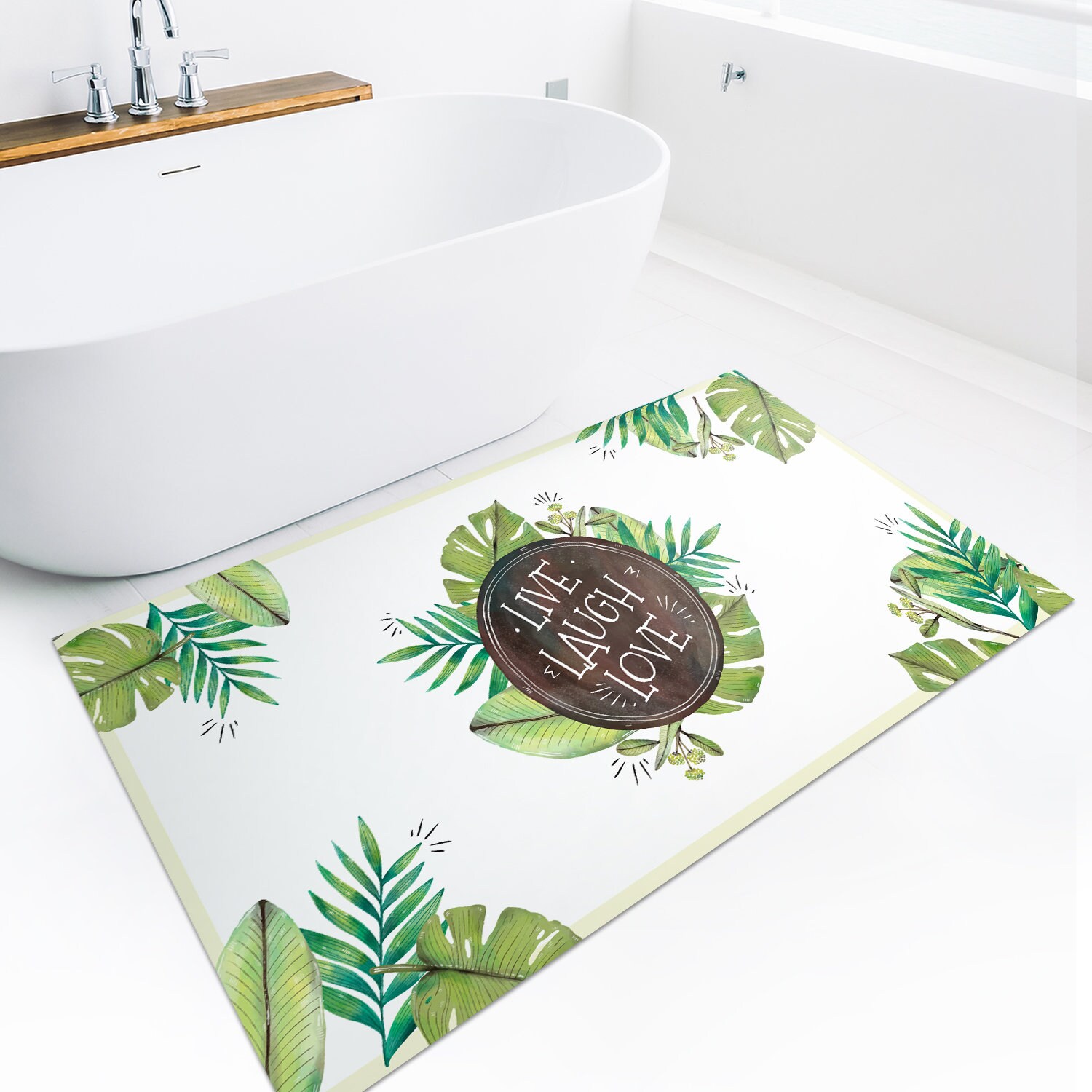 Green Leaves Bath Mat Set / Double Bath Mat Set Etsy