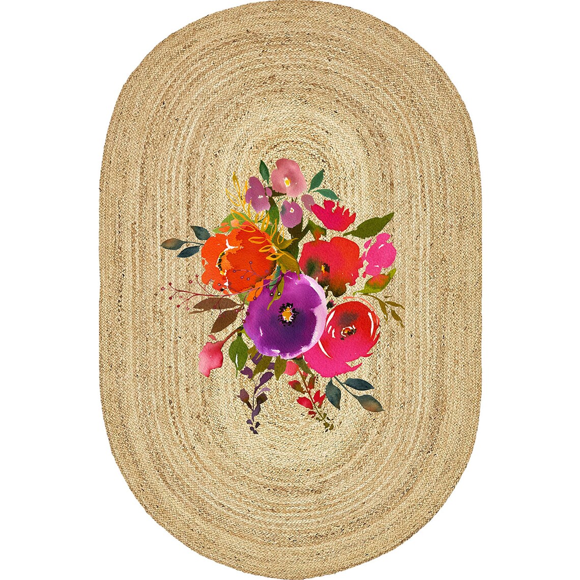 Oval Jute Rug / Printed Jute / Modern Jute Etsy