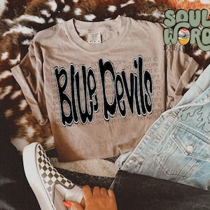 Blue Devils Funky Doodle Sublimation Design, Sports Sublimation, PNG, Original Design