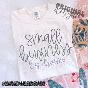 Letras de mano lavanda para pequeñas empresas, grandes sueños, diseño de sublimación, tienda de diseños pequeños para sublimación, PNG, diseño original