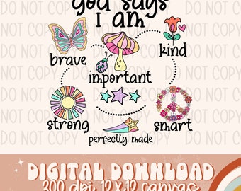 God Says I Am Girly Retro Sublimation Design, Kids Sublimation, PNG, Original Design