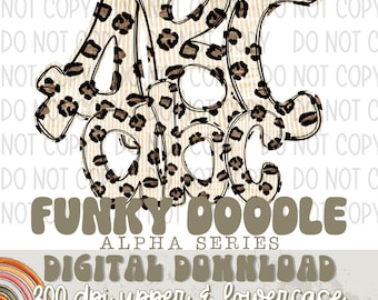 Funky Doodle Leopard Stripes Digital Alpha Set, Alphas For Creators, PNGs, Original Design